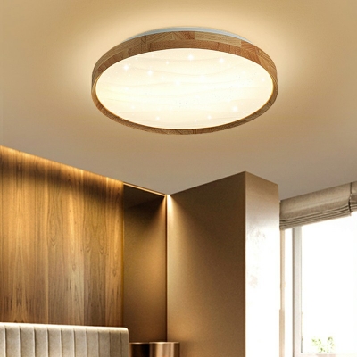 Wood Round  Flush Mount Ceiling Light LED Ceiling Lighting for Bedroom