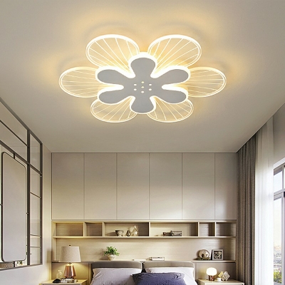 1-Light Flush Mount Pendant Light Kids Style Flower Shape Metal Ceiling Mounted Fixture
