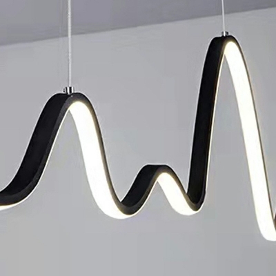 1-Light Island Ceiling Lights Minimalist Style Liner Shape Metal Pendant Lighting