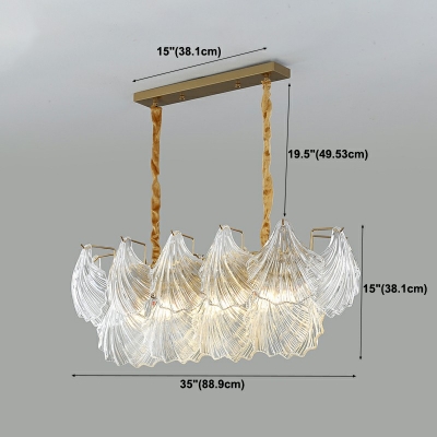 8-Light Island Lighting Modernist Style Shell Shape Glass Ceiling Pendant Light