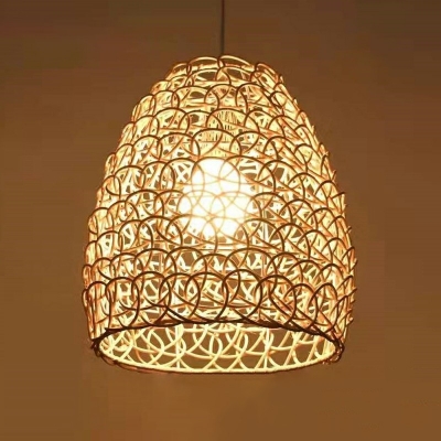 Cane Ball Pendant Lighting Fixtures Modern Style 1 Light Hanging Light Fixture in Wood