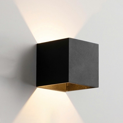 Contemporary Square Wall Mounted Light Fixture Metallic Wall Light Sconces