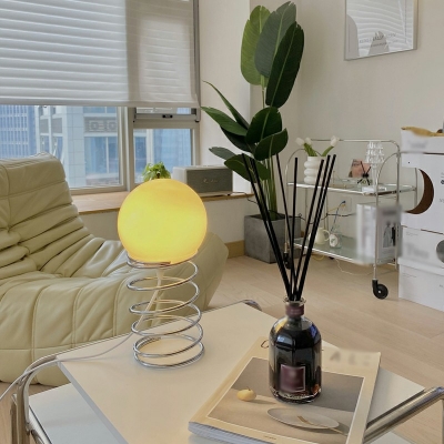 Designer Geometric and Orb Small Desk Task Lighting White Glass Nightstand Lamp