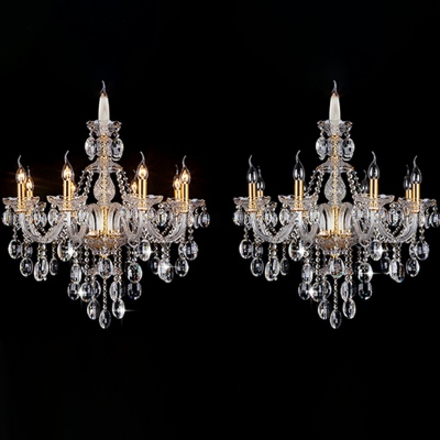 European Style Scalloped Chandelier Lights Beveled Crystal 8 Lights Chandelier Lighting in Beige