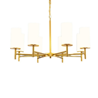 Gold Spoke-Like Chandelier Lamp Modern Style Glass 8 Lights Chandelier Light Fixture