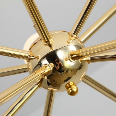 Modern Style Sputnik Chandelier Lights Metal 10-Lights Chandelier Lighting in Gold