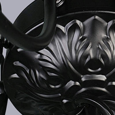 Scrolled Arm Chandelier Lamp Modern Style Metal 8-Lights Chandelier Pendant Light in Black