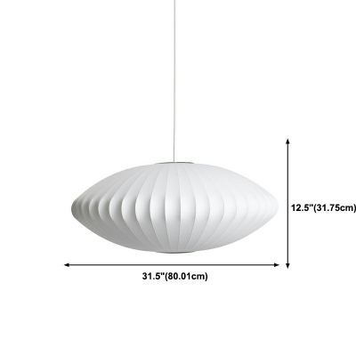 Silk Lantern Pendant Light Fixture Modern Style 1 Light Hanging Light Fixtures in White