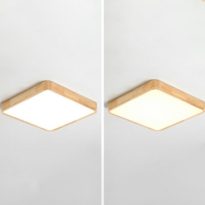Wooden Flush Mount Ceiling Light Geometric Shape LED Ceiling Lighting for Bedroom