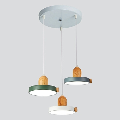 1-Light Down Lighting Pendant Contemporary Style Cylinder Shape Wood Pendulum Lights