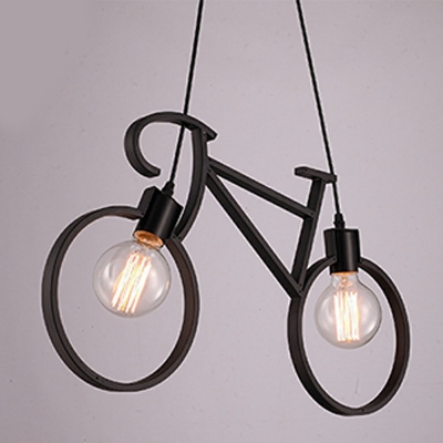 2-Light Pendant Ceiling Lights Simplicity Style Bicycle Shape Metal Chandelier Lighting
