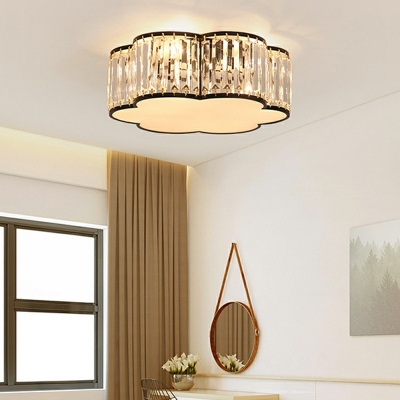 3-Light Flush Mount Lighting Traditional Style Drum Shape Metal Ceiling Mounted Fixture
