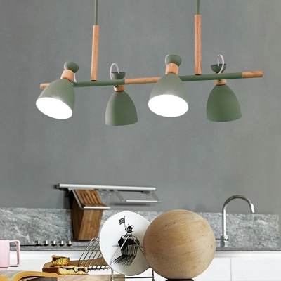 4-Light Island Lighting Modernist Style Cone Shape Metal Hanging Lamp Kit