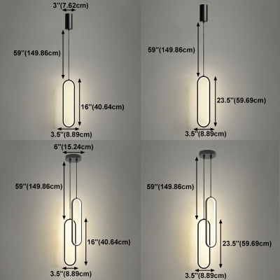 Black Ring Pendant Light Fixture Modern Style Metal 1-Light Pendant Lighting Fixtures