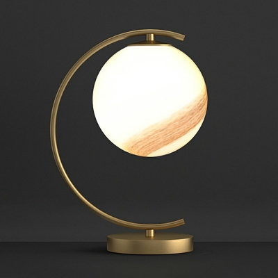 Contemporary Geometric Small Desk Task Lighting White Glass Nightstand Lamp