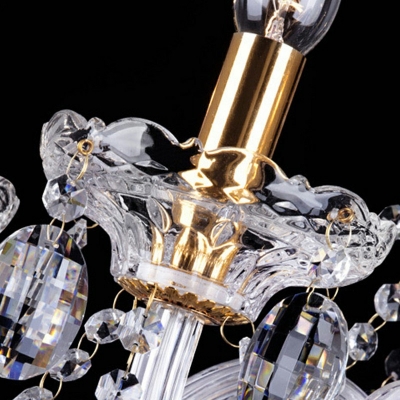 European Style Scalloped Chandelier Lights Beveled Crystal 8 Lights Chandelier Lighting in Beige