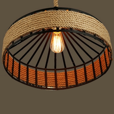 Industrial Pendant Hand-Wrapped Rope Light Suspension Pendant Light for Living Room Cafe