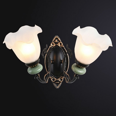 Mid-Century Scalloped Wall Lighting Fixtures Metal and Glass Wall Sconce Lighting