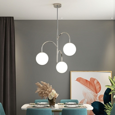 Modern Suspended Lighting Fixture Globe Glass Chandelier Pendant Light for Living Room