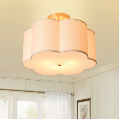 White Drum Close to Ceiling Lighting Fixture Modern Simplicity Close to Ceiling Lamp for Bedroom