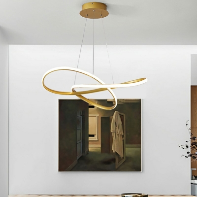 1-Light Pendant Lights Minimalism Style Line Shape Metal Third Gear Hanging Lamp Kit