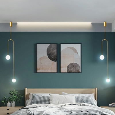 2-Light Pendant Ceiling Lights Simplicity Style Ball Shape Metal Chandelier Lighting