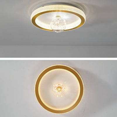 2 Lights Sphere Flush Mount Light Fixture Modern Style Glass Flush Mount Lamp in Gold