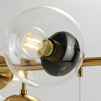 6-Light Chandelier Lighting Minimal Style Globe Shape Metal Hanging Island Lights