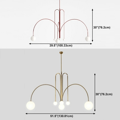 6-Light Pendant Ceiling Lights Simplicity Style Arched Shape Metal Chandelier Lighting