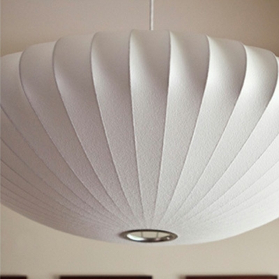 Silk Lantern Pendant Light Fixture Modern Style 1 Light Hanging Light Fixtures in White