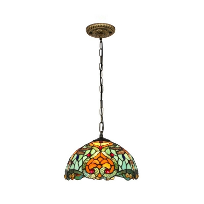Stained Glass Dragonfly Ceiling Pendant Light Tiffany Style 1 Light Ceiling Pendant Lamp in Green