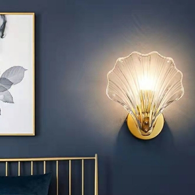 Wall Mounted Lamps Clear Glass Shade Flush Mount Wall Sconce for Bedroom