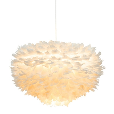 White Chandelier Lighting Fixtures Modern Elegant Feather Ceiling Lamp for Living Room