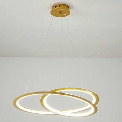 1-Light Chandelier Lighting Minimal Style Ring Shape Metal Third Gear Light Hanging Lamp