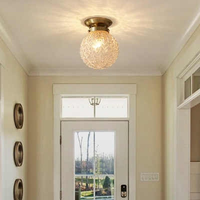 1-Light Flush Mount Lamp Modernist Style Globe Shape Metal Ceiling Mounted Fixture