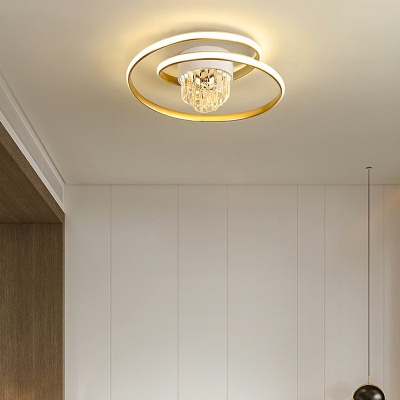 2-Light Flush Pendant Light Modernist Style Circle Shape Metal Ceiling Mounted Fixture