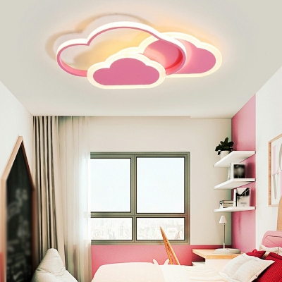 3-Light Flush Mount Lighting Kids Style Cloud Shape Metal Ceiling Mounted Fixture