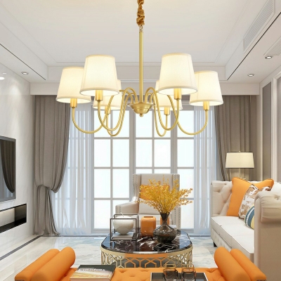3 Lights Drum Chandelier Lighting Traditional Style Beige Fabric Shade Chandelier Lamp in Yellow