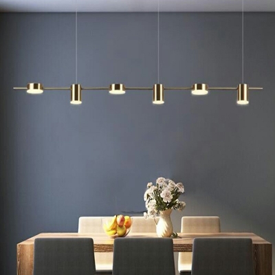 5-Light Island Lighting Fixtures Modern Style Cylinder Metal Hanging Ceiling Lights