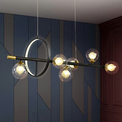 5-Light Island Lighting Ideas Minimalist Style Globe Shape Metal Chandelier Lights
