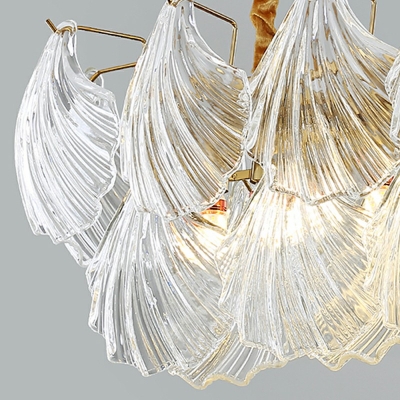 8-Light Island Lighting Modernist Style Shell Shape Glass Ceiling Pendant Light