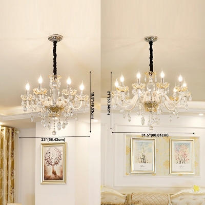 Dangling Crystal Balls Chandelier Lamp European Style Beveled K9 Crystal 10-Lights Chandelier Pendant Light in White