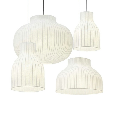 Dome Pendant Light Fixtures Modern Style Silk 1-Light Hanging Pendant Lights in White