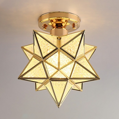 Glass 1 Light Close to Ceiling Lamp Traditional Semi-Flush Mount Ceiling Light for Living Room
