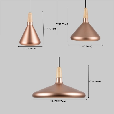 Minimal Hanging Wide Flare Commercial Pendant Lighting Metallic Pendant Light