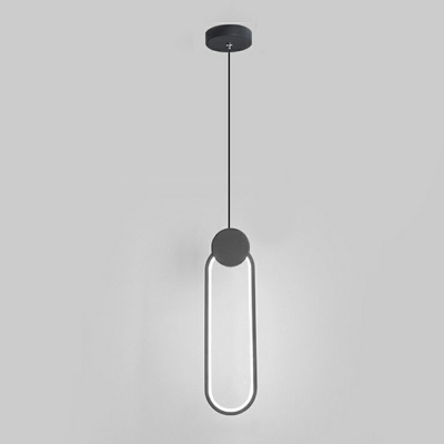 Ring Ceiling Pendant Light Modern Style Metal 1-Light Pendant Light Fixtures in Black