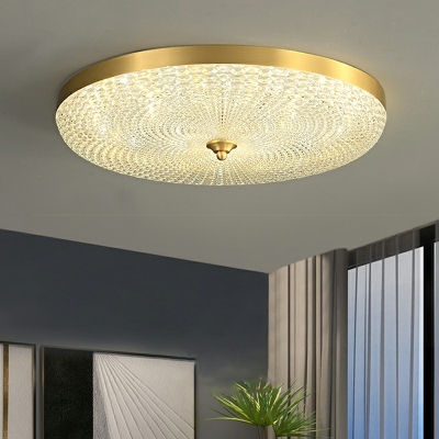 Traditional Flush Mount Light Fixture Brass and Glass Close to Ceiling Lighting for Bedroom