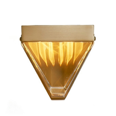 Wall Mounted Lamps Brass Finish Crystal Shade Flush Mount Wall Sconce for Bedroom