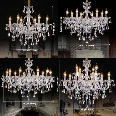 White With Clear Glass Balls Chandelier Lamp European Style Faceted Crystals 10 Lights Chandelier Light Fixture