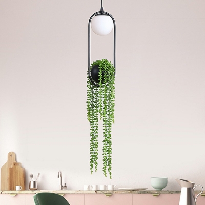 1 Light Drop Pendant With Plants Suspension Pendant Light for Living Room
